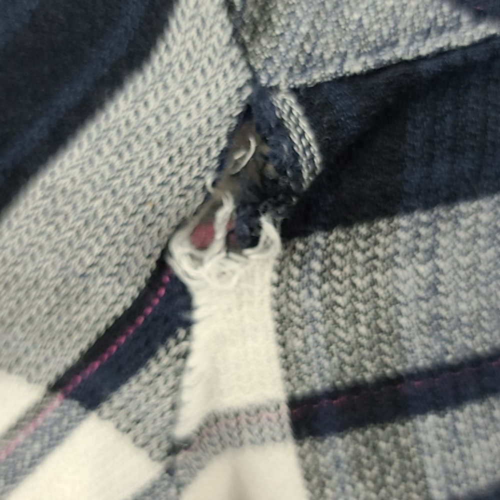 Zara basic pink and navy button down blouse. - Picture 4 of 5
